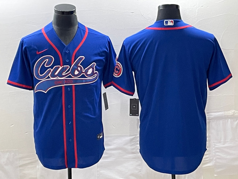 Men's Chicago Cubs Blue Blank Jersey